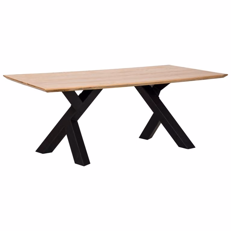 Mesa de comedor industrial Wanderlust Deco de madera de mango y hierro en marrón y negro, An/P/Al: 200 x 100 x 76 cm