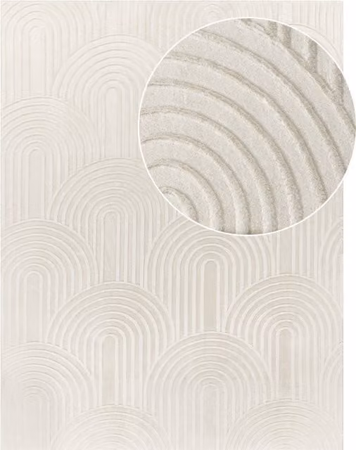 Alfombra de piel sintética Lelystar de estilo boho y diseño geométrico en colores beige, gris, antracita y blanco, An/P: 160 x 220 cm