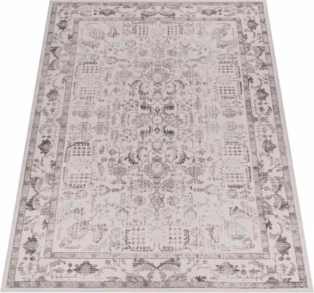 Alfombra lavable Sami de estilo oriental y moderno en color gris antracita, An/P: 160 x 220 cm