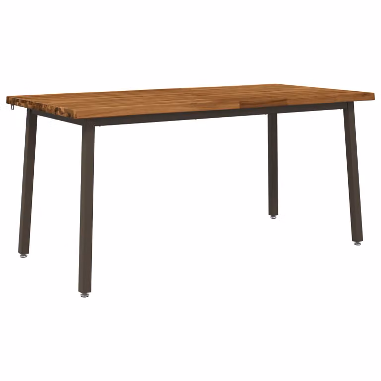 Mesa de comedor vidaXL de madera de acacia con borde natural y acabado mate en color marrón, An/P/Al: 160 x 80 x 75 cm