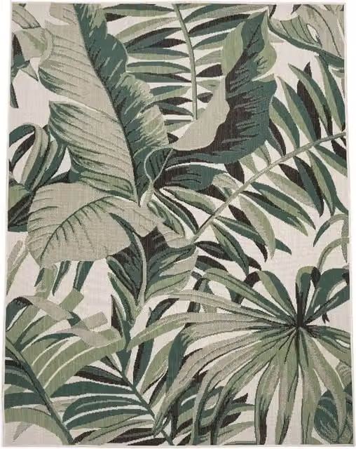 Alfombra Ostenza para interior y exterior, diseño floral moderno, color verde, An/P: 200 x 290 cm
