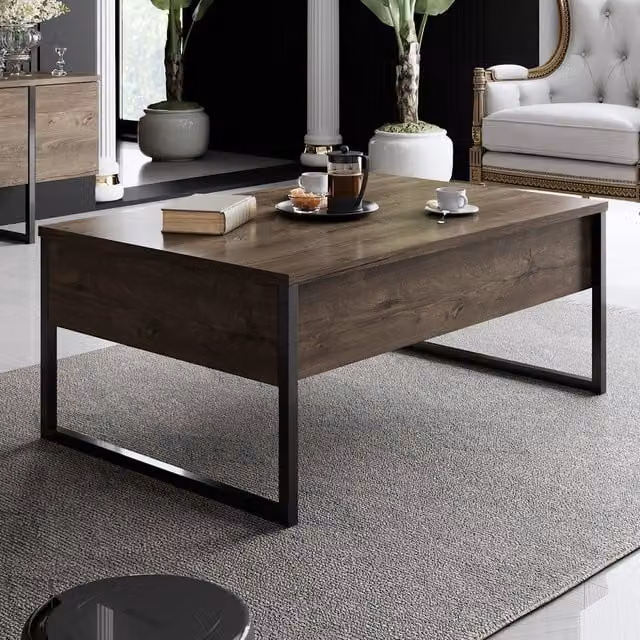 Mesa de centro Luxe de MENZZO en color nogal con estructura de metal y superficie de melamina marrón An/P/Al: 74 x 40 x 60 cm