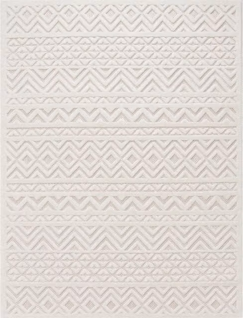 Alfombra Livornia para interior y exterior, diseño geométrico moderno, color beige, An/P: 80 x 250 cm