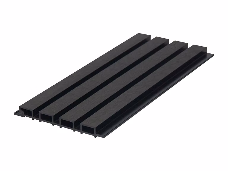 Revestimiento de madera compuesta WPC con listones CORNIO, Gris antracita, Pack de 5,12 m²