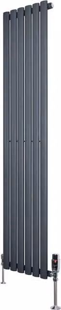Radiador de Columna Ovalado Monster Shop en Acero Gris Antracita con Válvulas Termostáticas, Altura: 160 cm, Ancho: 36 cm
