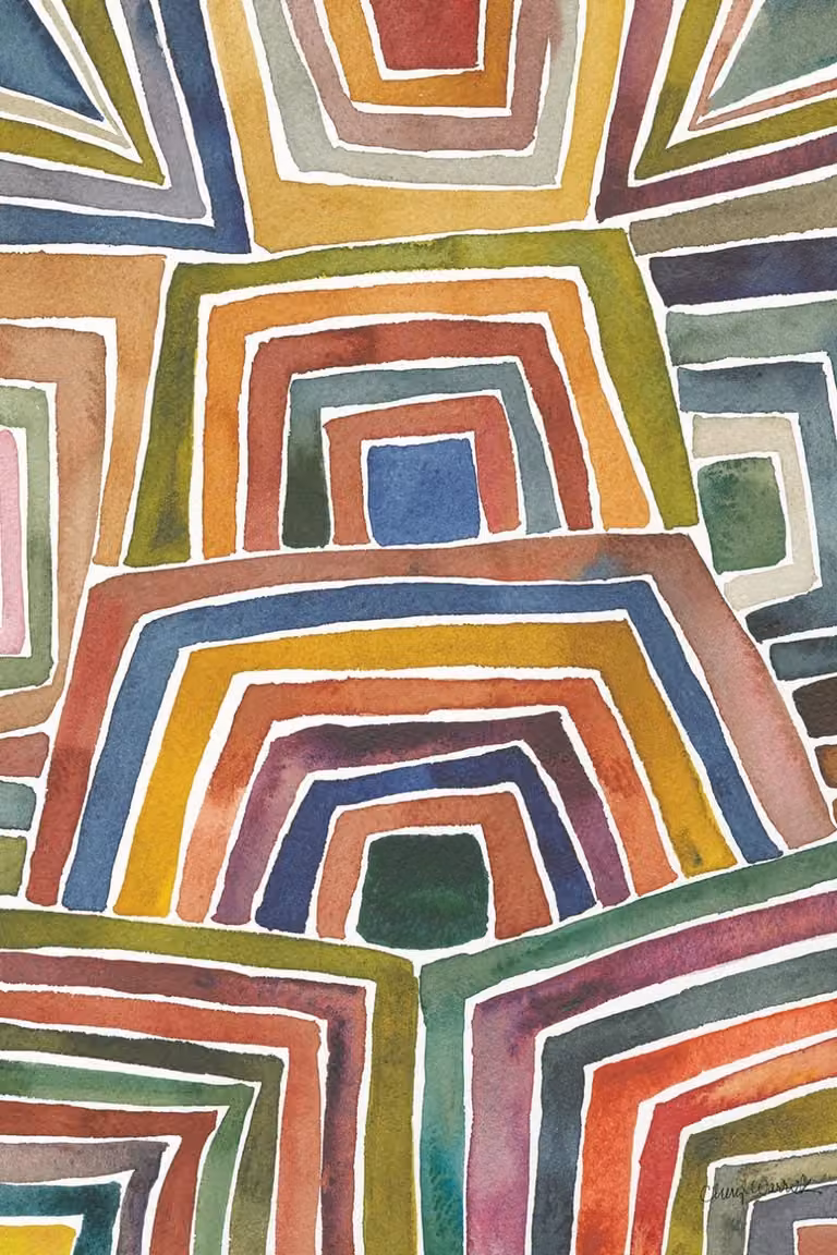 Cuadro abstracto rayas ii de Hexoa, impresión sobre lienzo multicolor, An/P/Al: 90 x 60 x 1 cm