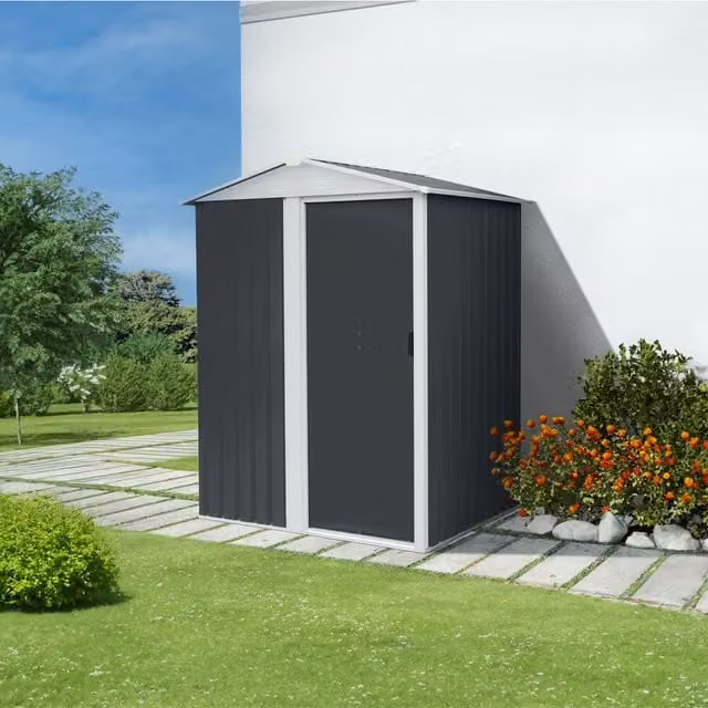 Cobertizo para herramientas Home Deluxe BOHIO S de acero galvanizado color antracita An/P: 151 x 189 cm
