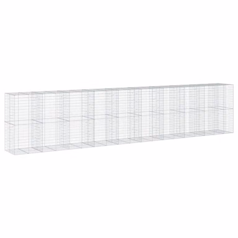 Cesta de gaviones con cubierta de hierro galvanizado vidaXL en color gris, An/P/Al: 950 x 100 x 200 cm