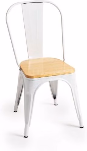 Silla de comedor Torix de estilo industrial en madera natural y acero reforzado color blanco