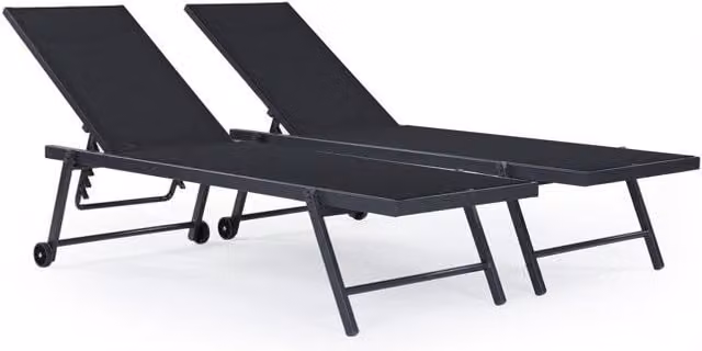 Lote de 2 tumbonas Jolia de la marca Habitat en aluminio con textileno negro para jardín o terraza