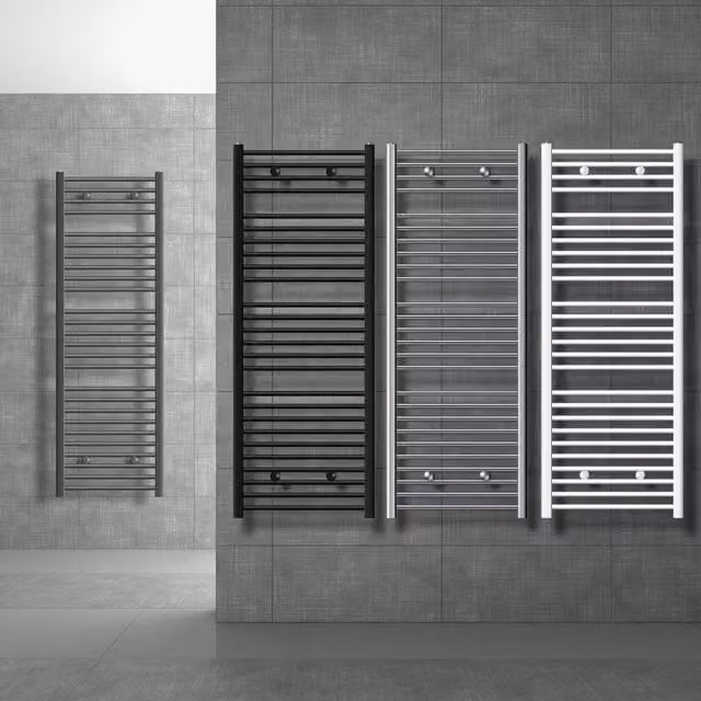 Radiador de baño Luxebath Ecd Germany Blanco con conexión lateral y kit de montaje, calentador secador de toallas de estilo clásico para montaje en pared, An/P/Al: 75 x 120 cm