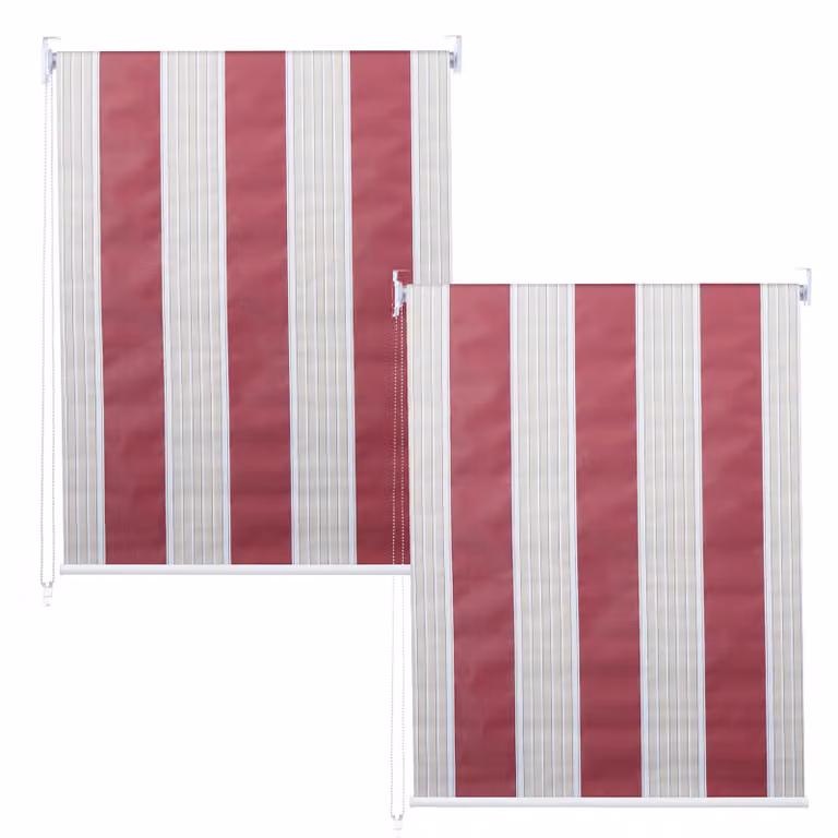 Juego de 2 persianas enrollables Mendler HWC-D52 opacas y térmicas, diseño de rayas, An/P/Al: 100 x 160 cm, color rojo, blanco y beige
