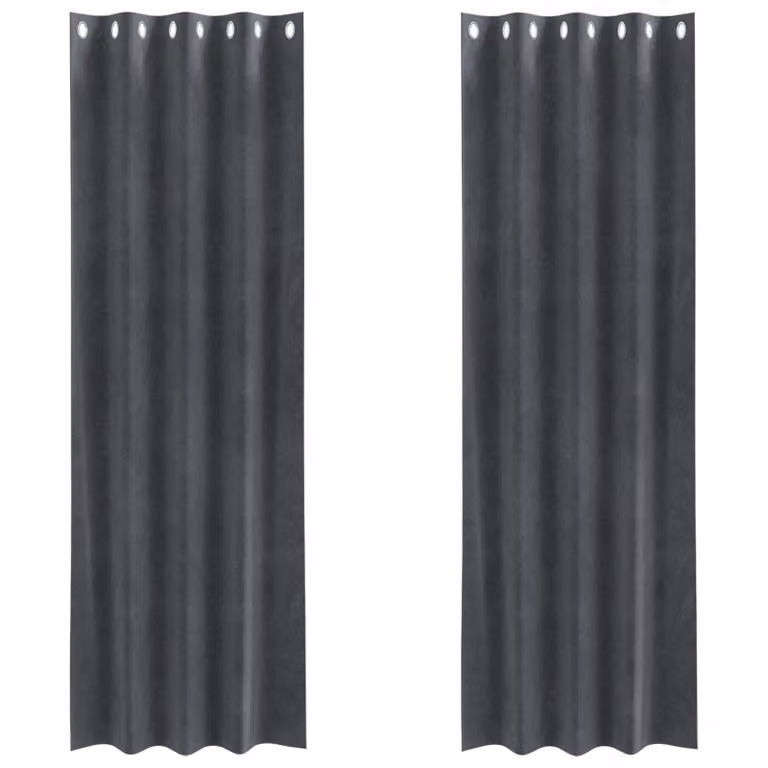 Set de 2 cortinas blackout de terciopelo vidaXL en gris, An/Al: 140 x 260 cm