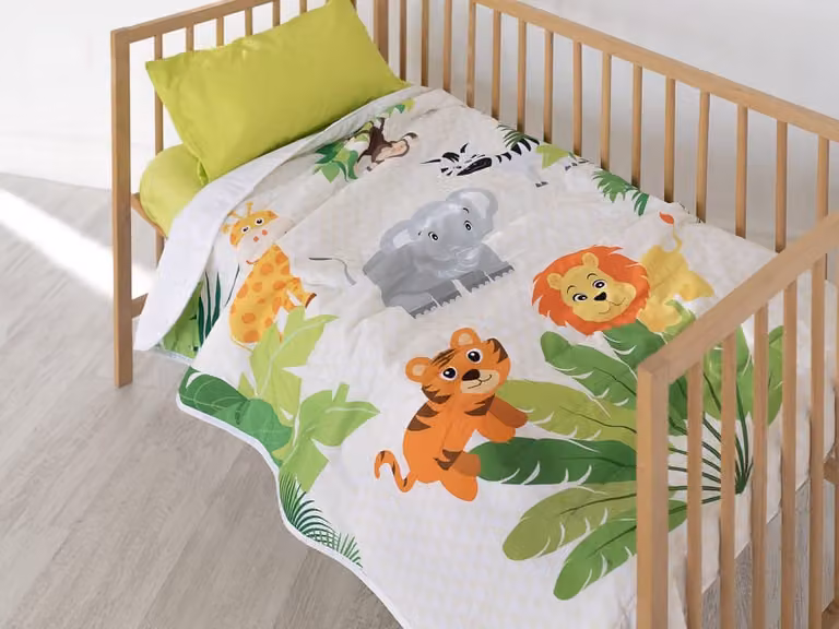 Colcha de cuna acolchada Mr Fox de algodón multicolor An/P/Al: 100 x 130 cm