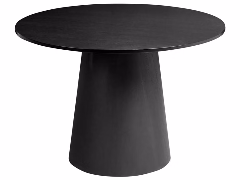 Mesa de comedor redonda Beliani en color negro con acabado lacado, An/P/Al: 120 x 120 x 77 cm