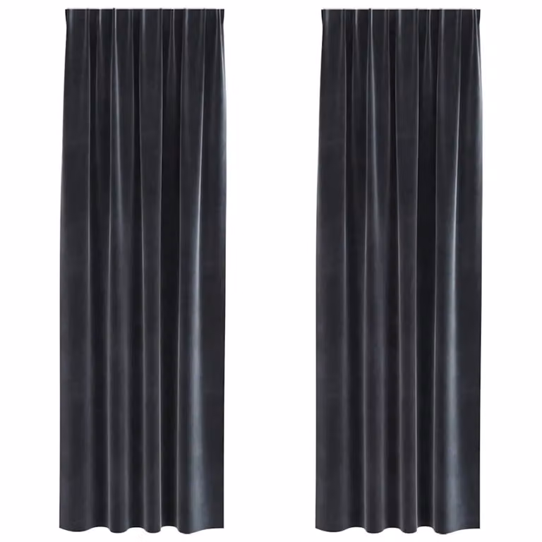 Set de 2 cortinas blackout de terciopelo vidaXL en color gris antracita, An/Al: 140 x 245 cm