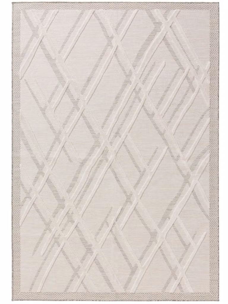 Alfombra Benuta para exterior e interior de diseño geométrico moderno en color beige, An/P: 240 x 350 cm