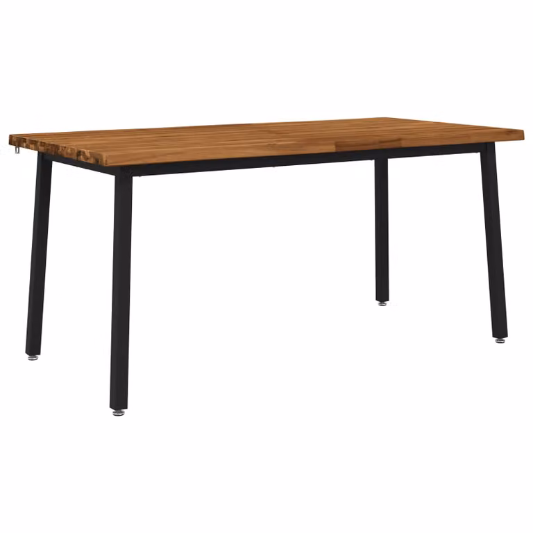 Mesa de comedor vidaXL de madera de acacia con borde natural y acabado mate en color marrón, An/P/Al: 160 x 80 x 75 cm
