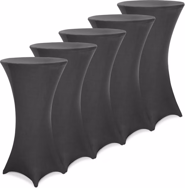 Pack de 5 cubremesas de bar elásticos Detex en color antracita, Diámetro: 80 cm