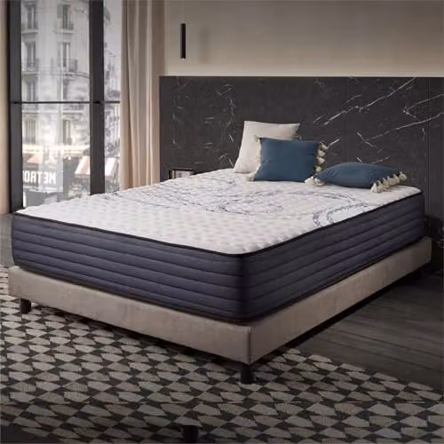 Colchón viscoelástico Naturalex Perfectsleep de 32 cm de altura, An/P: 140 x 190 cm, color azul y blanco con regulación de temperatura
