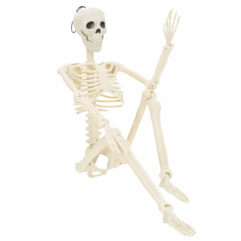 Set de 2 esqueletos de Halloween vidaXL de 85 cm en color blanco de plástico para colgar