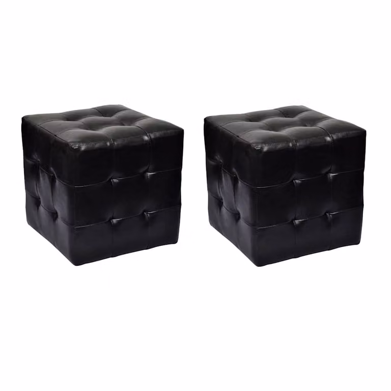 Taburetes cubo vidaXL en color negro con acabado de piel sintética y diseño moderno