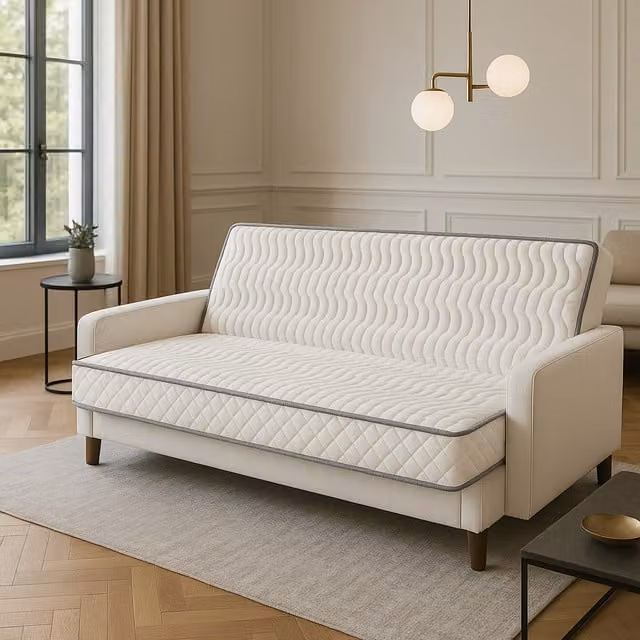 Colchón Firme Para Todos Clic Clac de Provence Literie con Protector, Memoria de Forma y Núcleo de Látex, 5 Zonas de Confort, An/P/Al: 140 x 190 x 15 cm