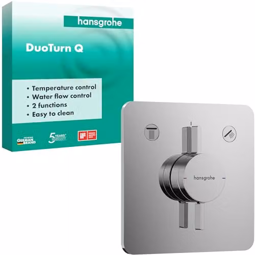 Grifo de ducha empotrado Hansgrohe DuoTurn Q monomando con 2 funciones de spray en acabado cromo