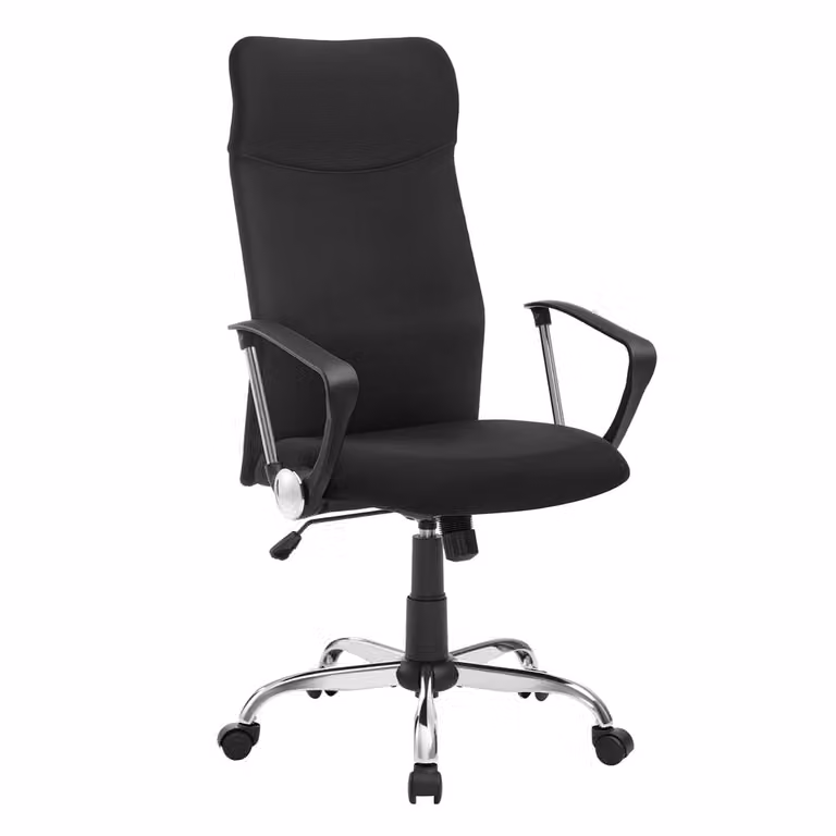 Silla de oficina ergonómica y giratoria Songmics en color negro con reposabrazos y estructura de metal y tela para adultos con capacidad de carga de 120 kg