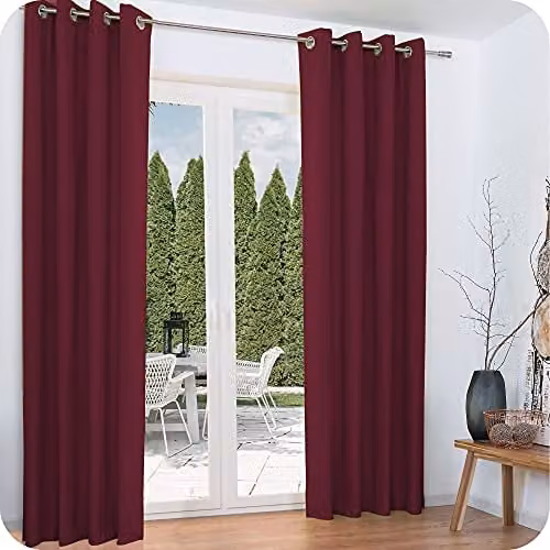 Set de 2 cortinas térmicas oscurecedoras Beautissu con ojales, color rojo, An/P/Al: 140 x 245 cm