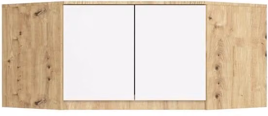 Altillo para armario AKORD S100 en roble artisan y blanco con 2 puertas y 3 estantes, An/P/Al: 100 x 50 x 55 cm