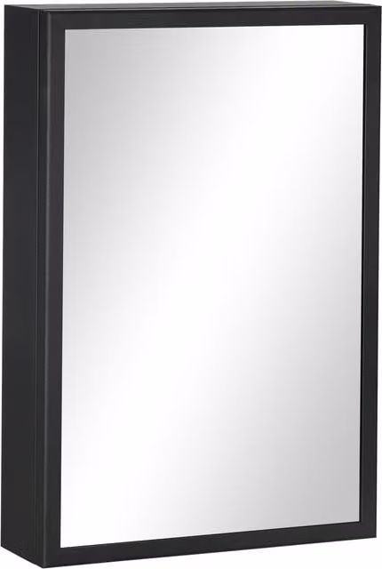 Armario de baño con espejo Kleankin de acero negro con 1 puerta y 2 estantes, An/P/Al: 40 x 12 x 60 cm