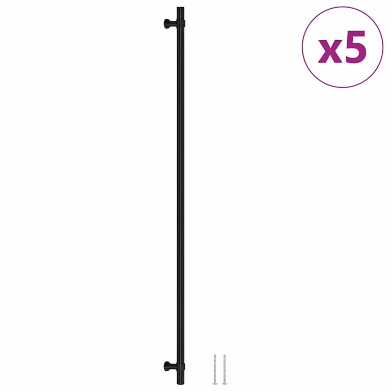 Set de 5 tiradores para armarios tipo barra vidaXL en acero inoxidable negro mate de 48 cm