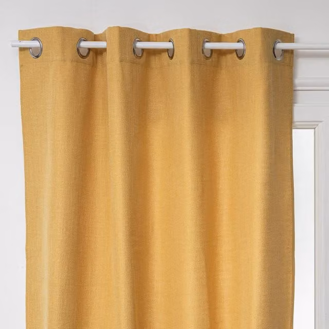 Cortina Clem con ojales Atmosphera en color amarillo mostaza, An/Al: 140 x 260 cm