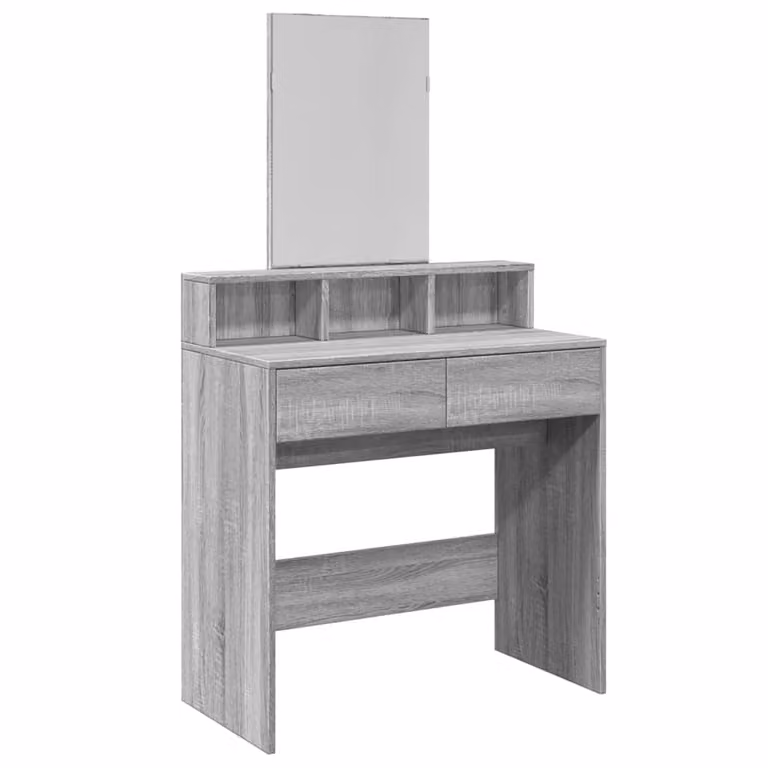 Tocador con espejo vidaXL en color gris sonoma, An/P/Al: 80 x 41 x 144,5 cm