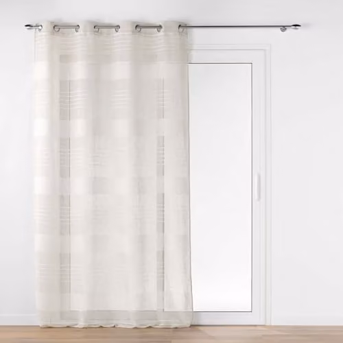 Visillo Douceur d'Intérieur Janice con ojales efecto lino tejido en beige o blanco An/Al: 140 x 240 cm