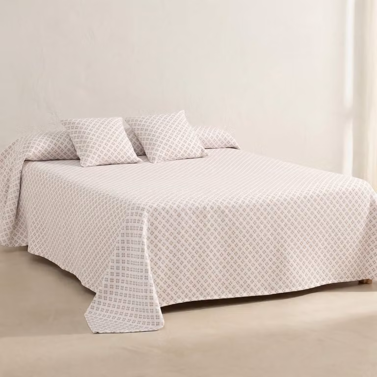 Colcha de algodón Gamusi en rosa con diseño de jacquard para cama de 135/140 cm, An/P: 235 x 270 cm