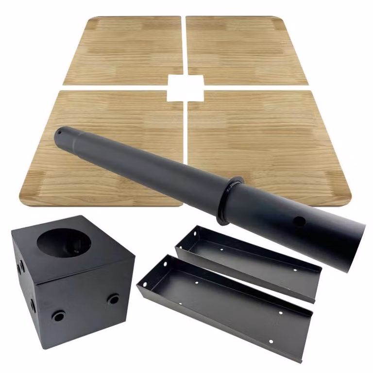 Kit de mesas modulares de madera LEDBOX en color marrón para poste de farola