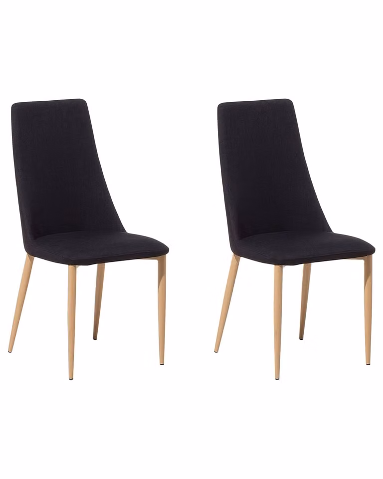 Conjunto de 2 sillas de comedor modernas Beliani en tela color negro