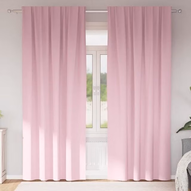 Set de 2 cortinas opacas con anillas vidaXL en color rosa, An/Al: 140 x 225 cm