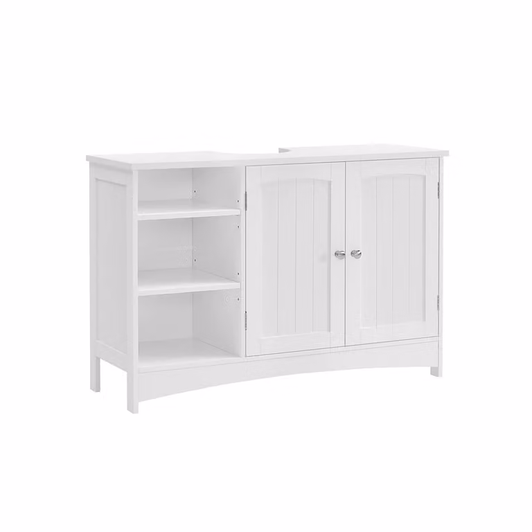 Mueble de lavabo moderno VASAGLE blanco con puertas abatibles y estantes internos An/P/Al: 90 x 30 x 60 cm
