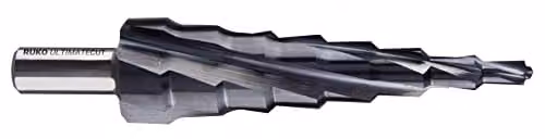 Broca escalonada RUKO S1 de acero inoxidable HSS en color plata y morado de 6 a 12 mm