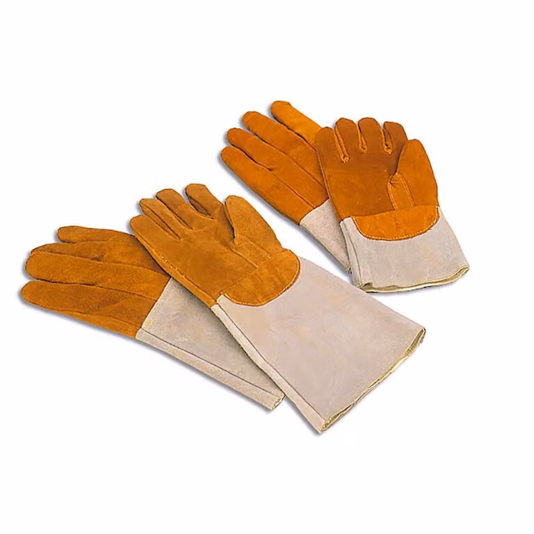 Par de guantes de cuero para horno Matfer color naranja y marrón de 10 cm para profesionales