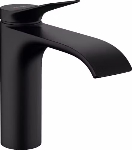 Grifo monomando para lavabo Hansgrohe Vivenis serie 110 en negro mate sin desagüe automático