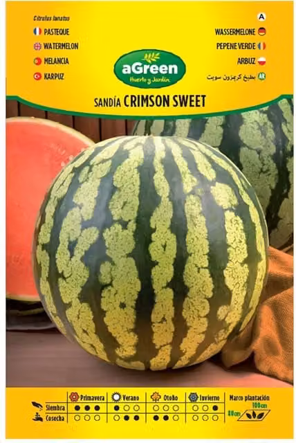 Semillas de sandía Crimson Sweet EDMA para huerto de 5-8 kg