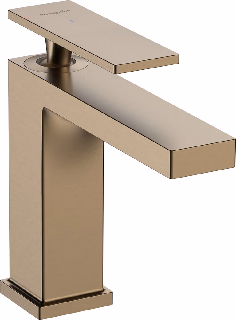 Grifo monomando para lavabo Hansgrohe Tecturis E 110 en bronce cepillado con tecnología CoolStart y EcoSmart+ para el ahorro de agua