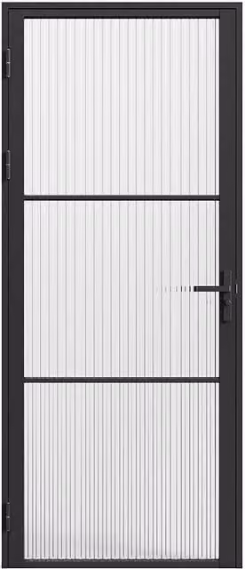 Bloque de puerta reversible de aluminio y vidrio texturizado VENTE-UNIQUE en color negro, Altura: 204 cm, Ancho: 73 cm