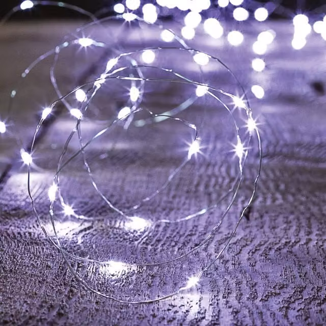 Cuerda de luces LED de exterior Feeric Lights & Christmas, 100 LED, color blanco frío, 10 m, incluye transformador