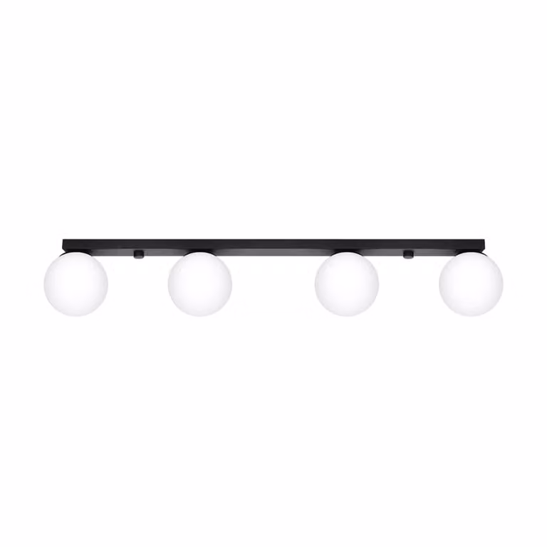 Lámpara de techo moderna Sollux Lighting en metal negro con esfera de cristal, Altura: 15 cm