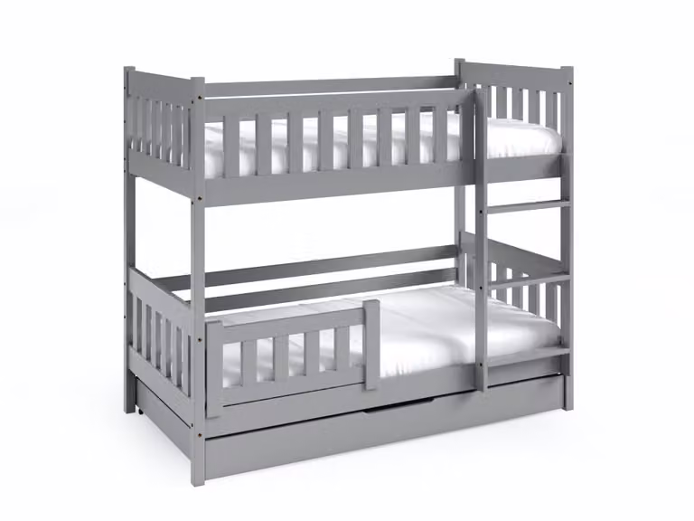 Litera de dos niveles Furnlux fabricada en madera maciza de pino color gris para niños An/P/Al: 190 x 80 x 141 cm
